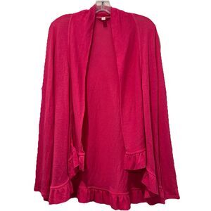 Lilly Pulitzer Womens Cardigan Sweater‎ Pink Ruffle Open Front Long Sleeve Small